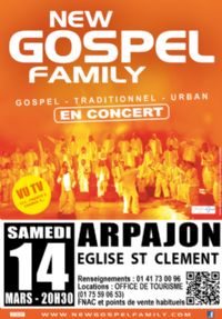 Concert New Gospel Family. Le samedi 14 mars 2015 à Apajon. Essonne.  20H30